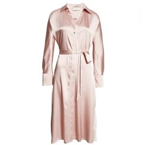 Vince Nouveau Magnolia Long Sleeve Satin Shirtdress